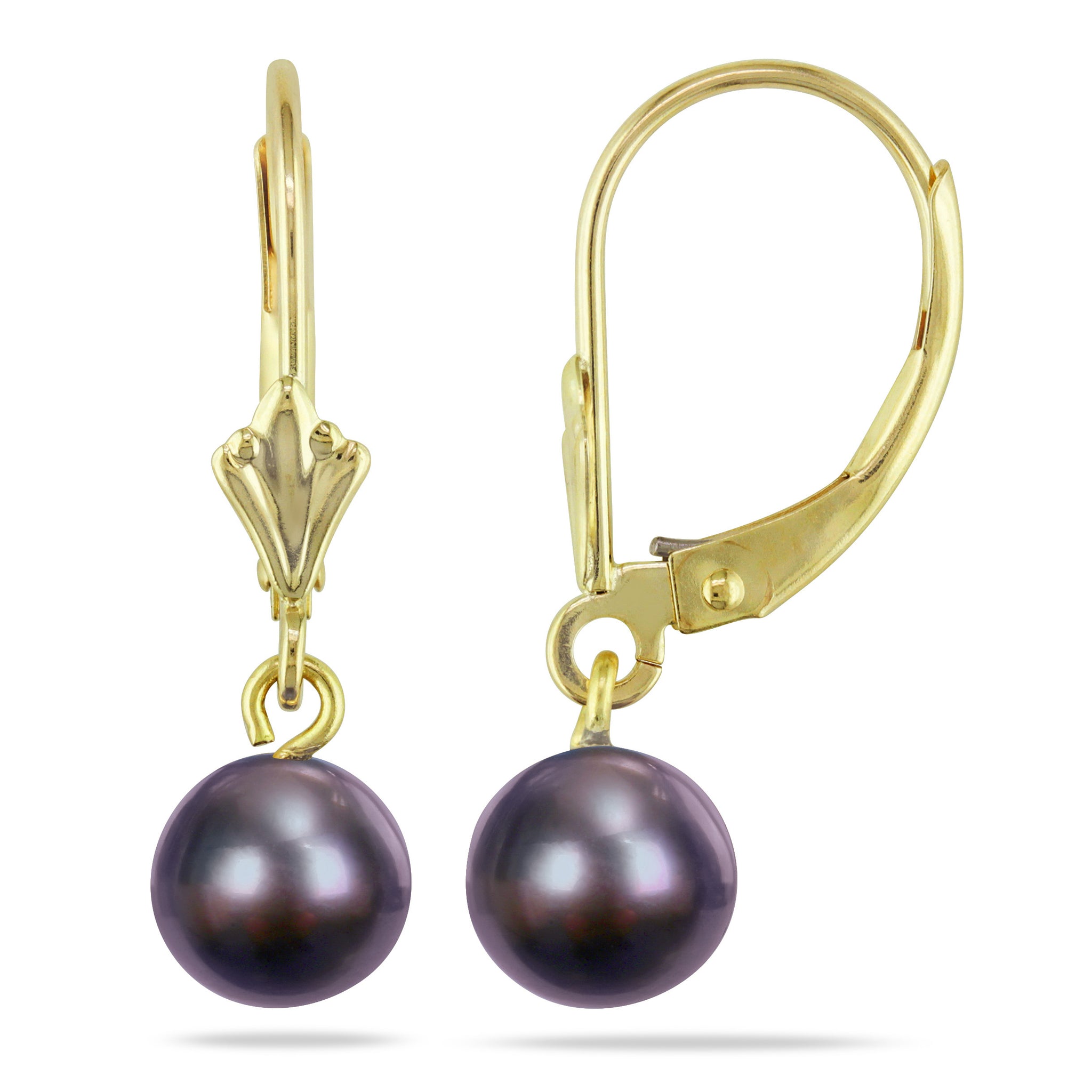 Boucles D'Oreilles Tombantes Vintage Or Et Perles Parme - Modèle 2879 - Occasion Parfait