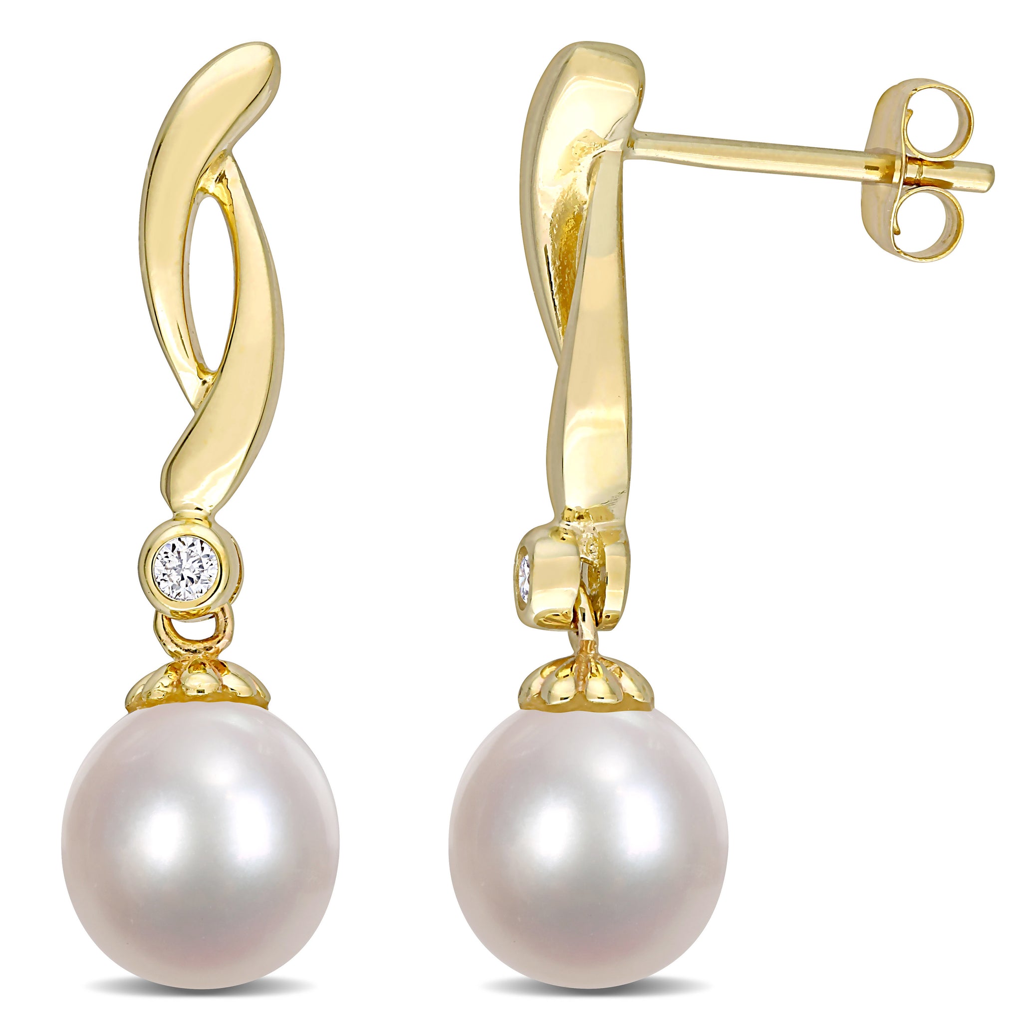 Boucles d'oreilles tombantes à perle et diamants #30