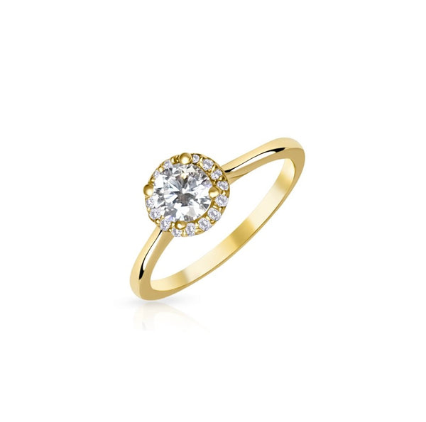 Bague solitaire ronde avec halo DR145