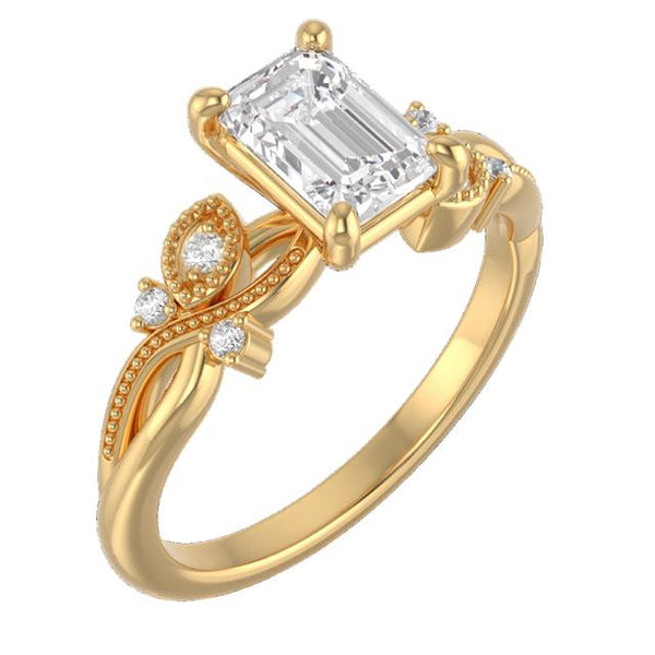 Bague de fiançailles taille émeraude DR150
