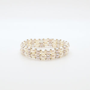 Bracelet de perles blanc & gris