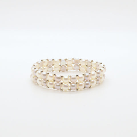 Bracelet de perles blanc & gris