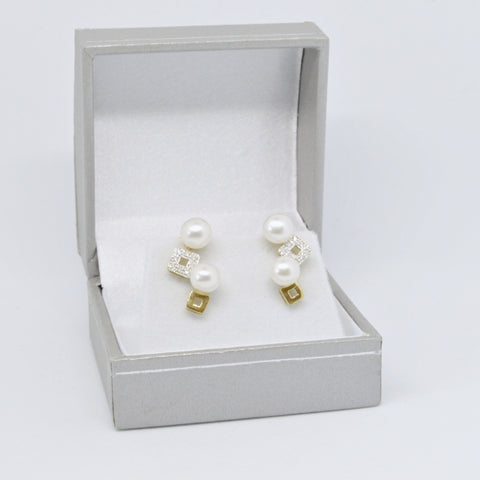 Boucles d'oreilles carré à perles #23