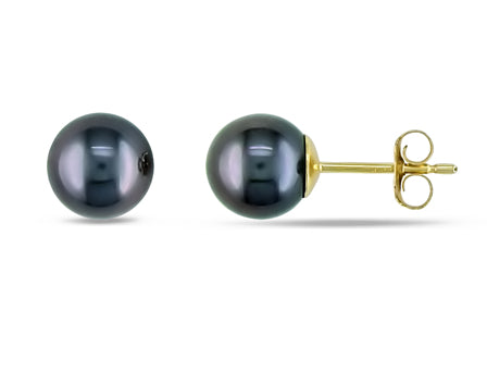 Boucles d'oreilles perles noires #46