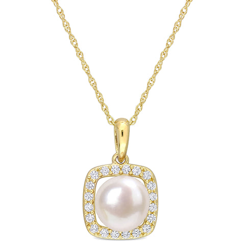 Collier perle et saphir blanc #110