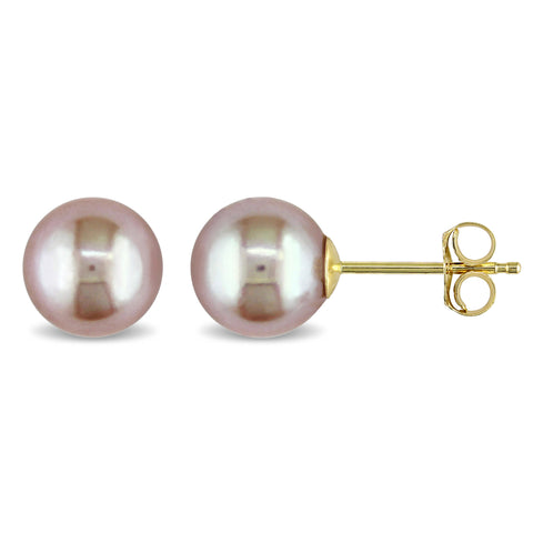 Boucles d'oreilles perles rose #47